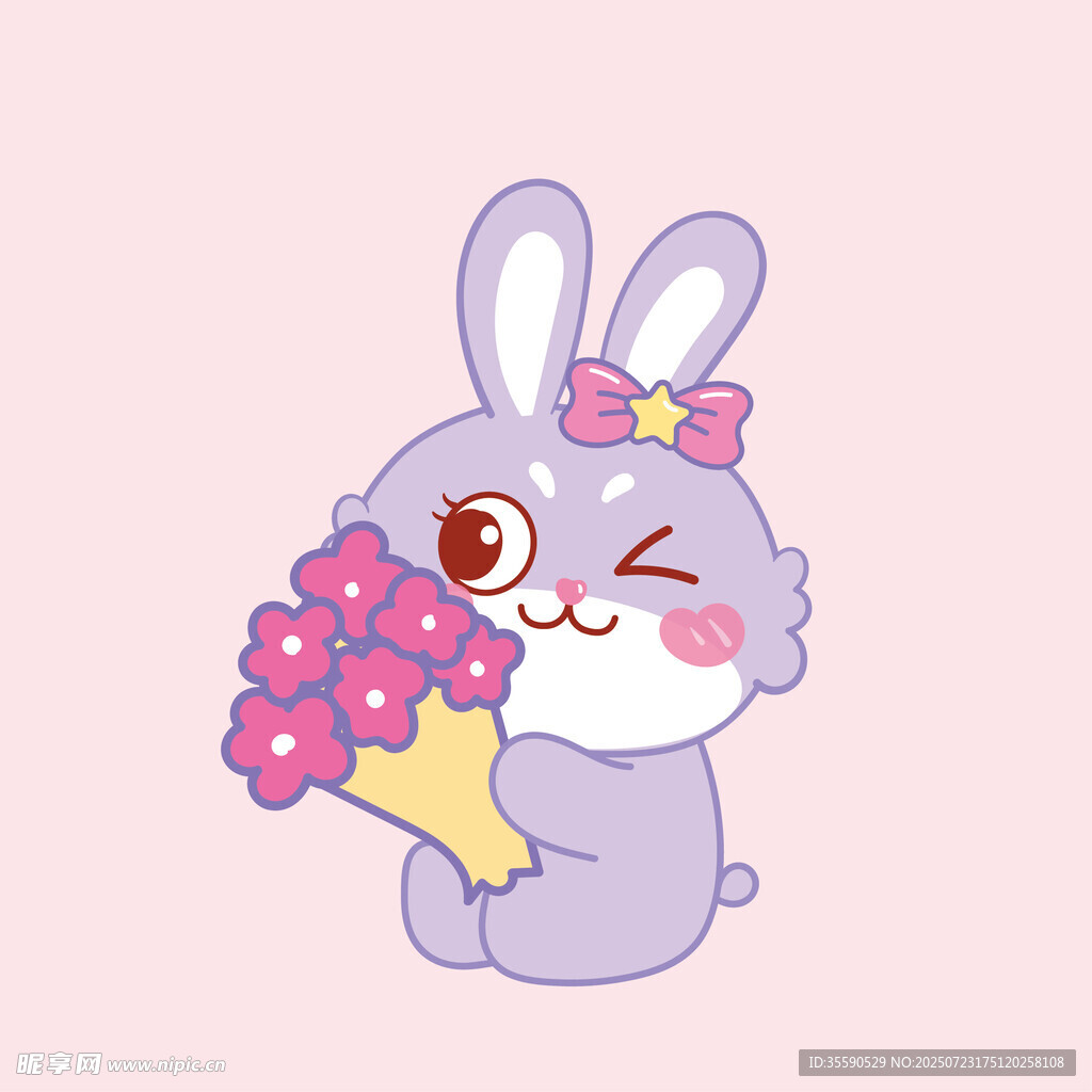 抱花萌兔