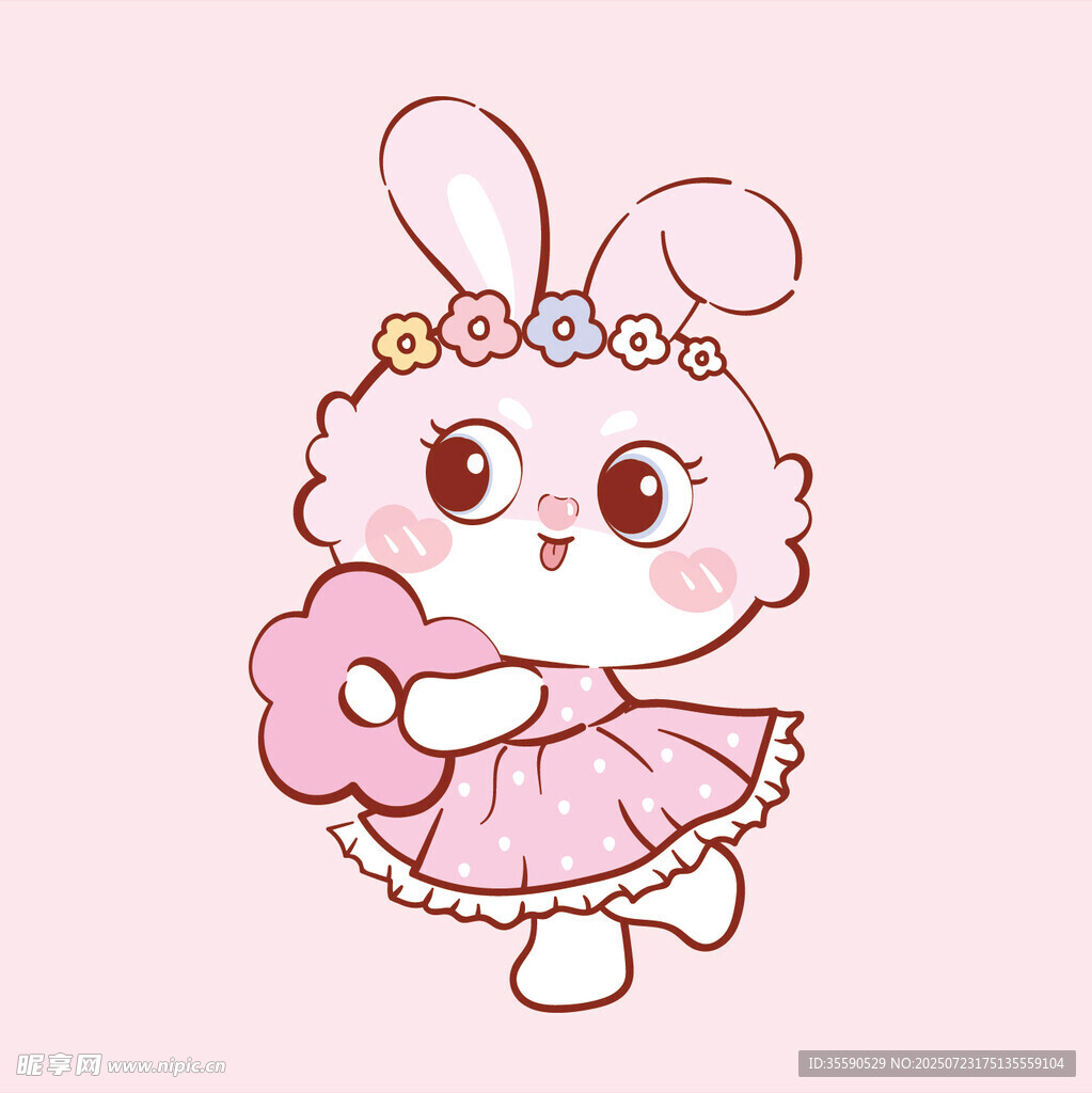 可爱小兔手持爱心
