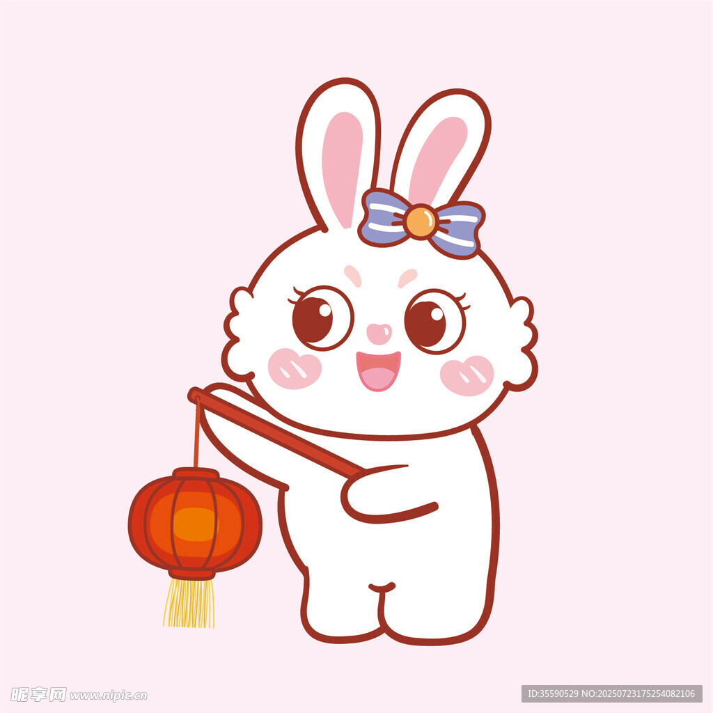 提灯笼的可爱萌兔