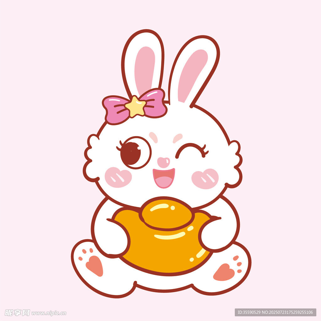 可爱小兔抱金元宝