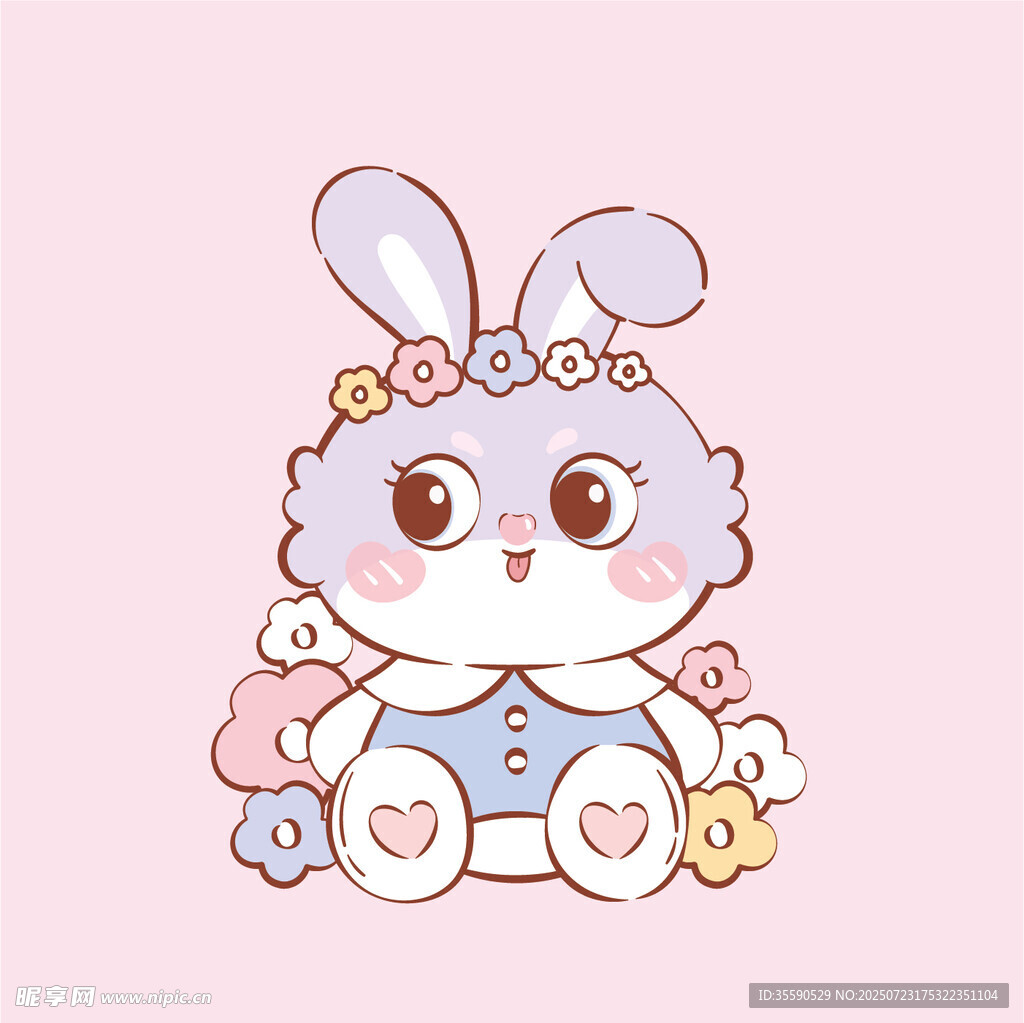 可爱花环小兔插画