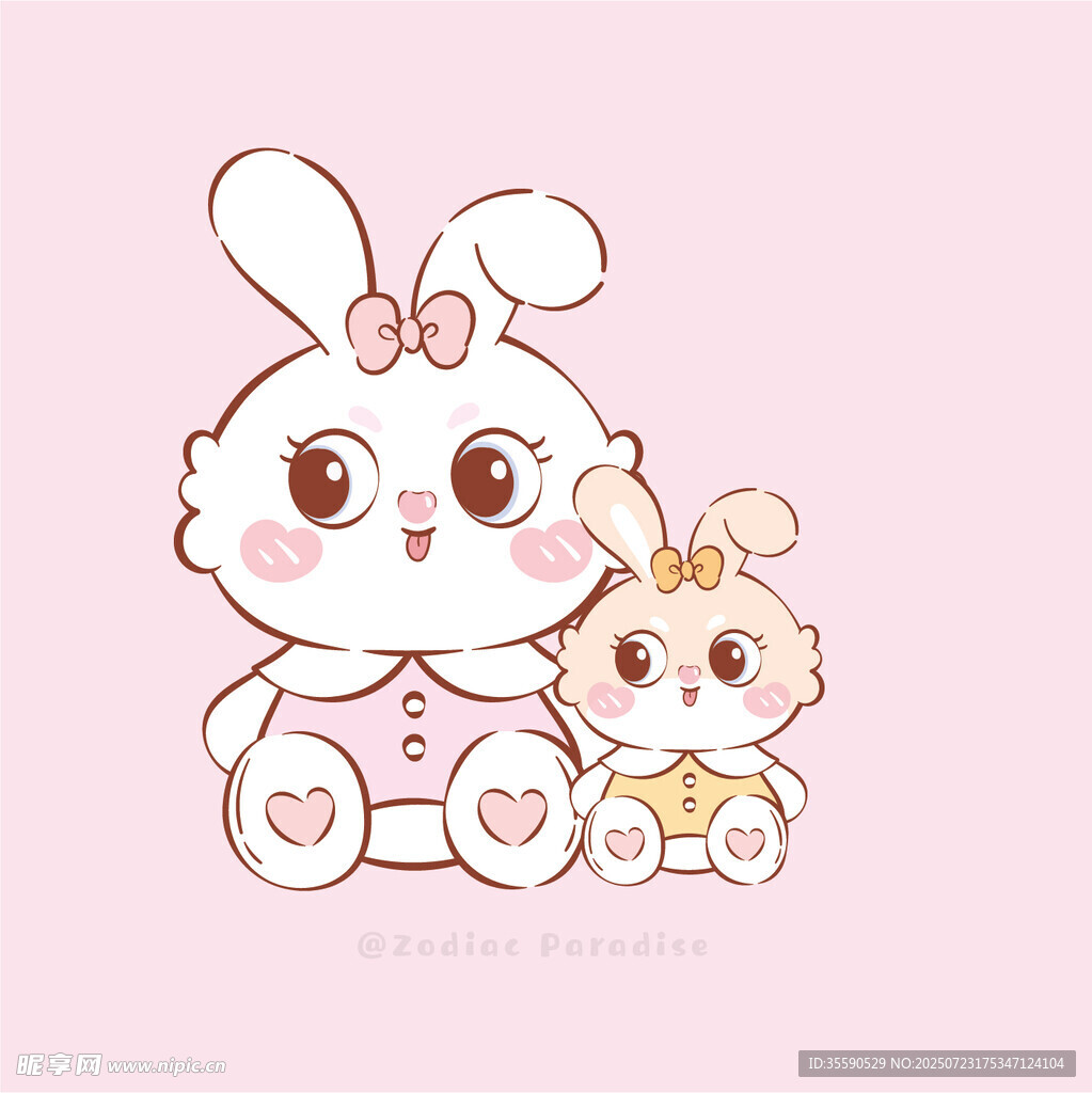 可爱兔子母女温馨画面