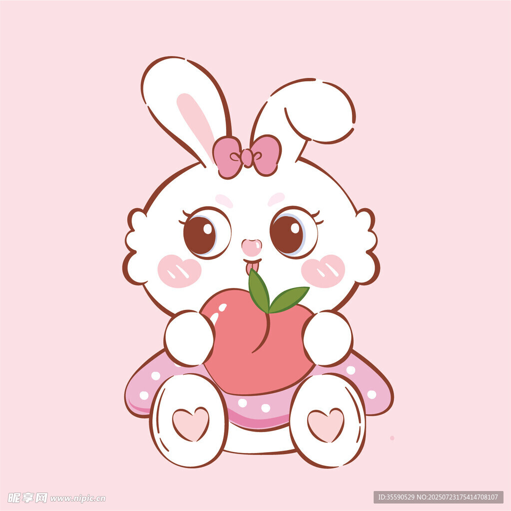 可爱小兔抱苹果