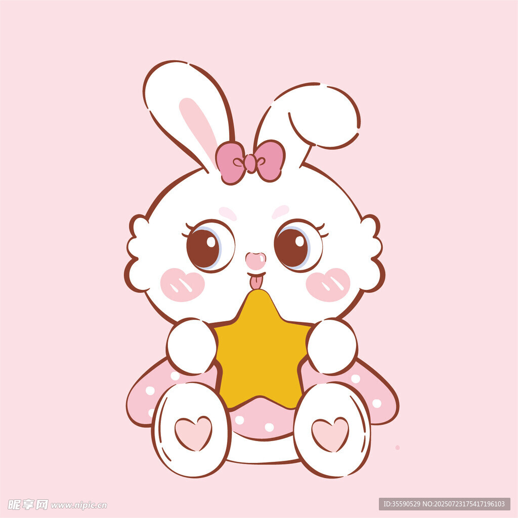 可爱小兔抱星星