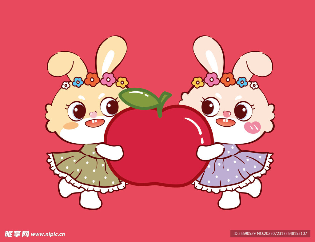 萌兔抱红果