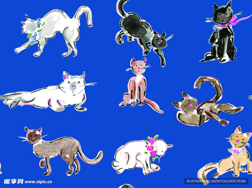 多样姿态猫咪插画集合