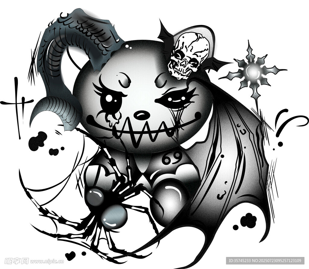 暗黑风卡通小恶魔插画