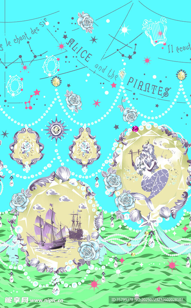 梦幻海底动物插画场景