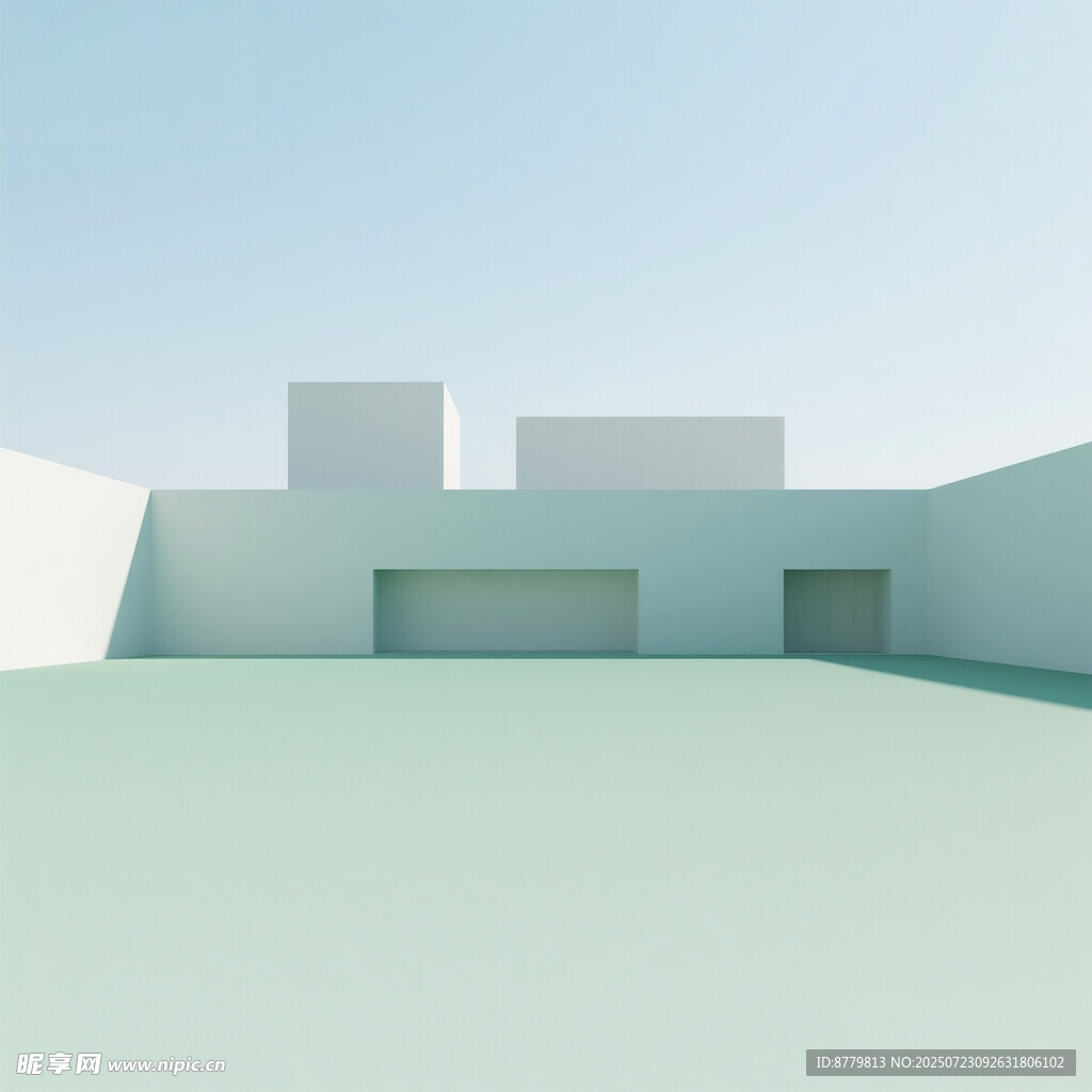 简约几何风格建筑场景