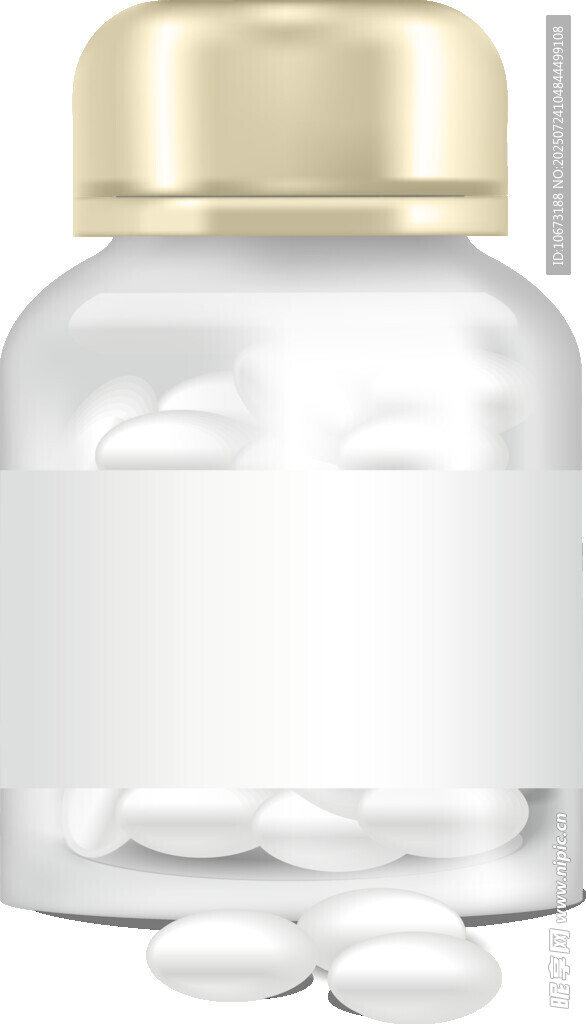 透明药瓶与散落白色药片