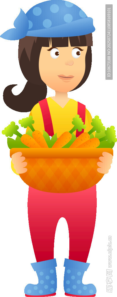 女孩提篮满载蔬果