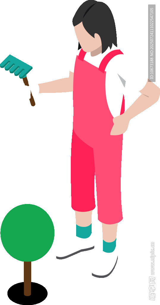 女孩浇绿植