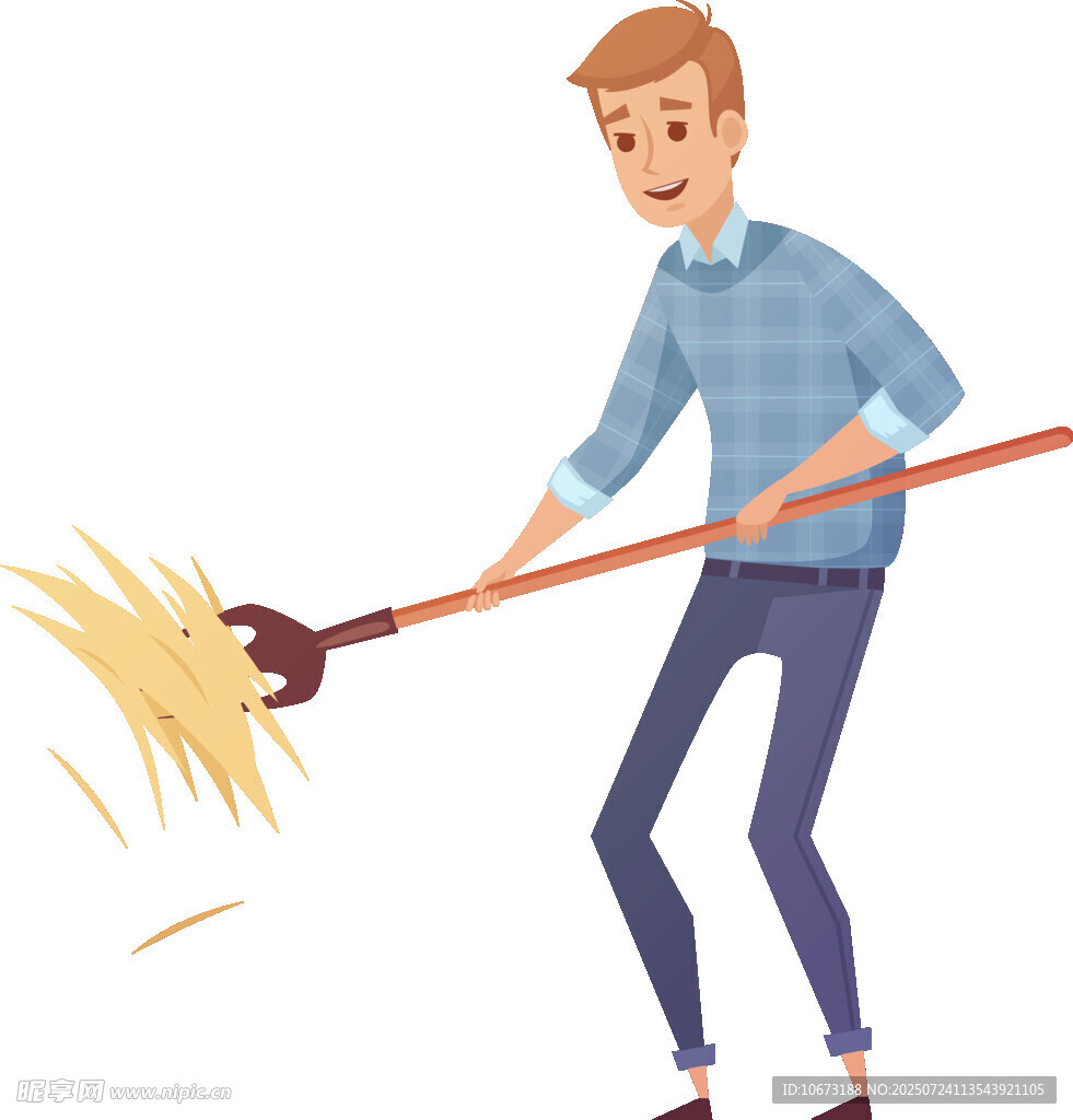 男子持扫帚认真清扫