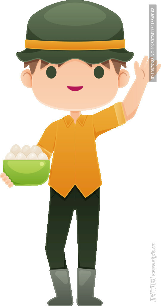 戴帽男孩手持绿植