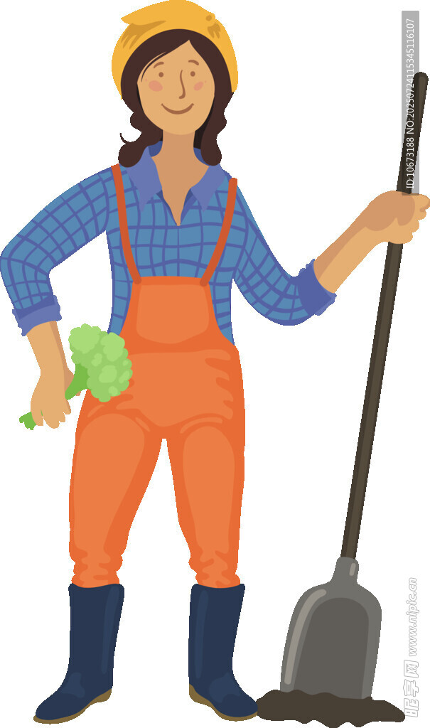女园丁手持工具准备劳作