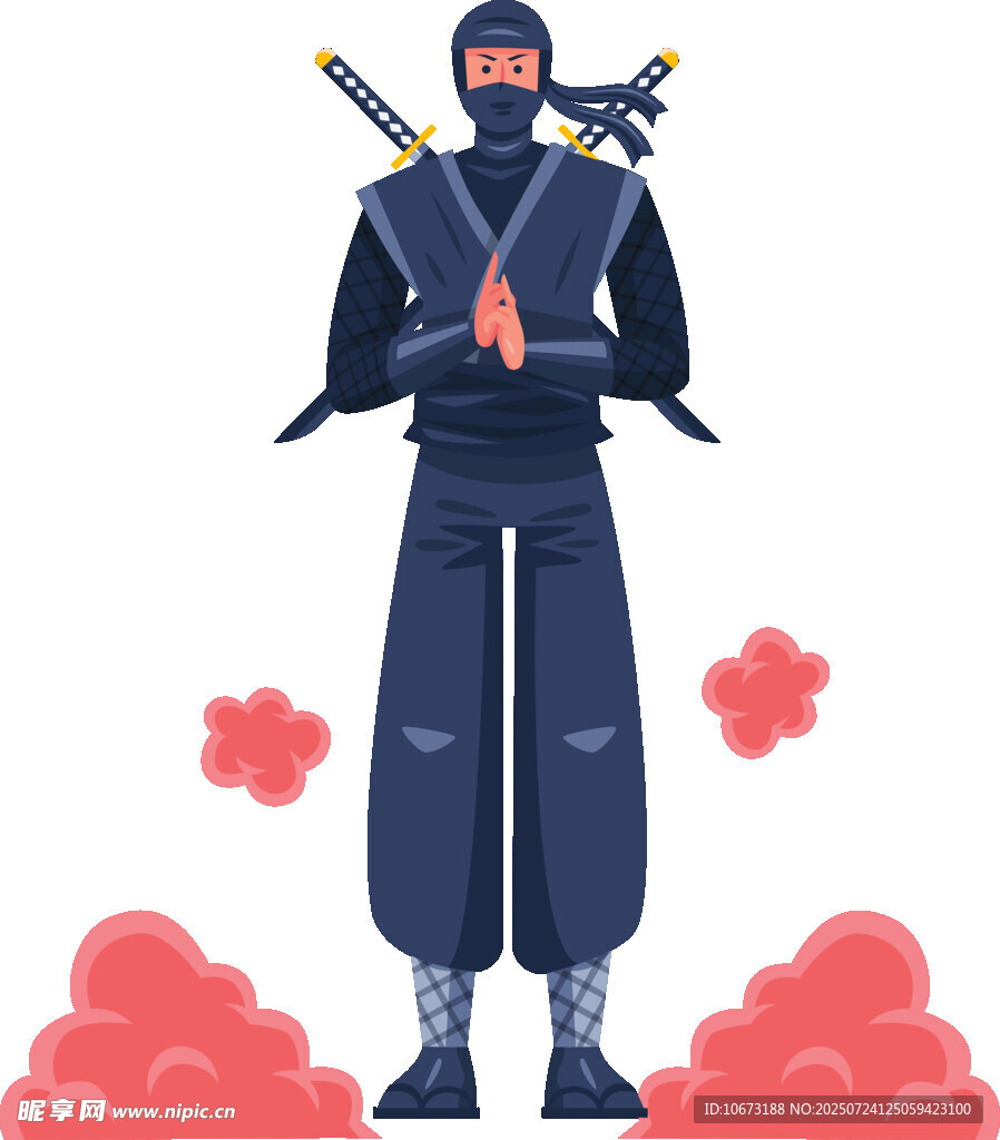 忍者武士形象双剑背后插