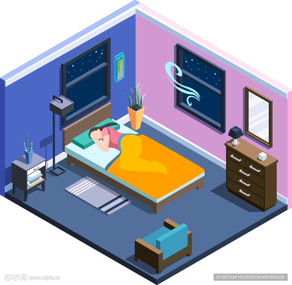 温馨卧室中的睡眠场景
