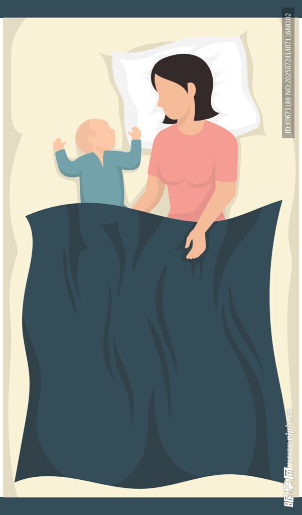 母亲与婴儿同眠温馨场景