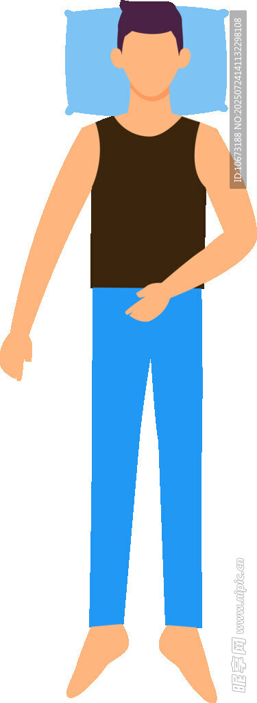 仰卧男子展示身体姿态