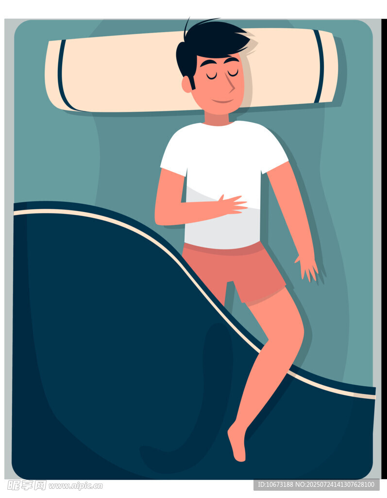 侧卧睡眠的男子