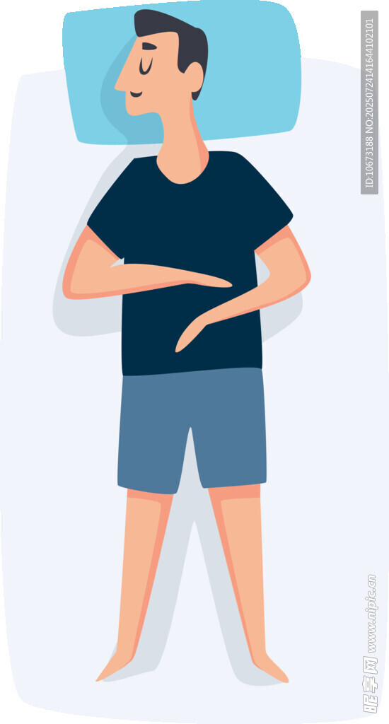 男子侧卧床上姿态图