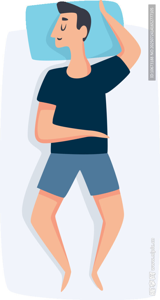 男子舒适侧卧休息画面