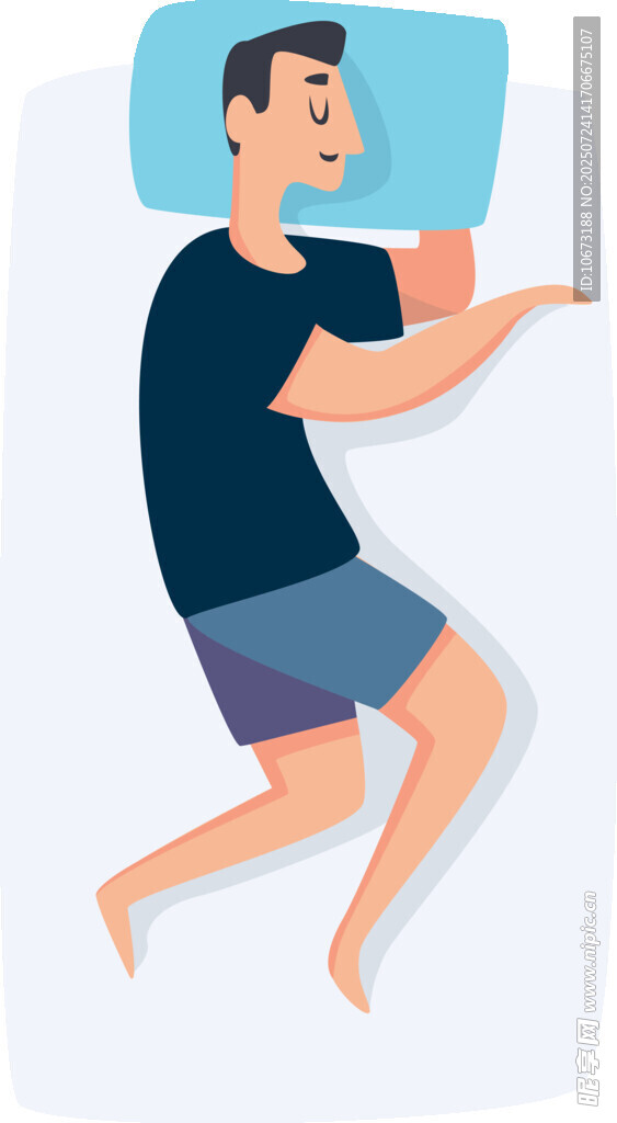 男子侧卧床上舒适睡眠