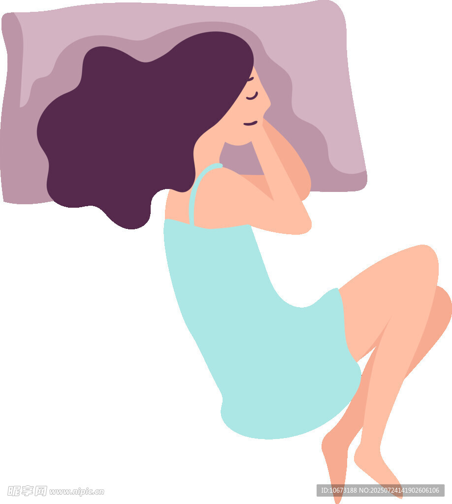 侧卧睡眠的女性