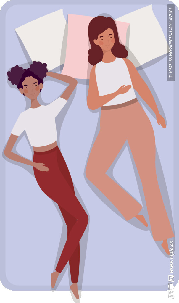 床上休憩的两位女性