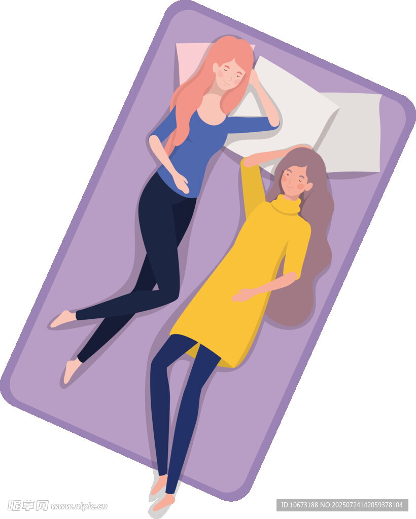 两位女性惬意躺卧场景
