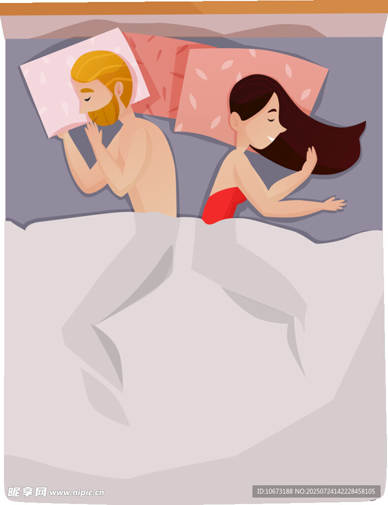 床上情侣温馨睡眠场景