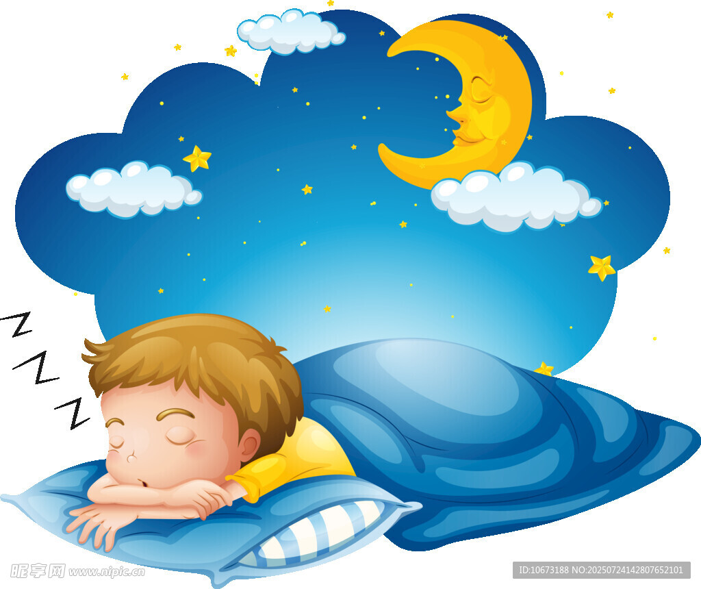 熟睡的孩子与梦幻夜空