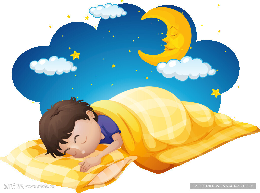 熟睡的孩子与梦幻夜空