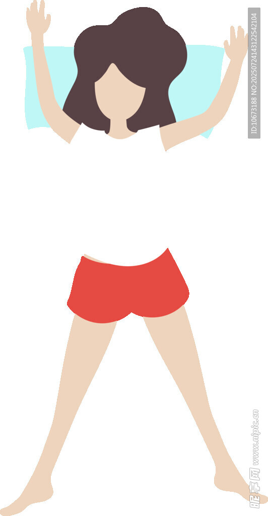 伸展放松的红衣短裤女孩