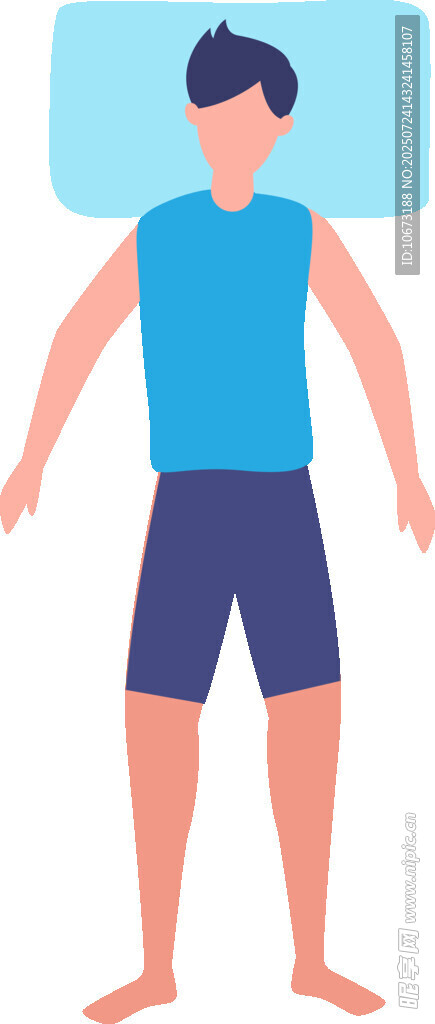 站立的蓝衣男性形象