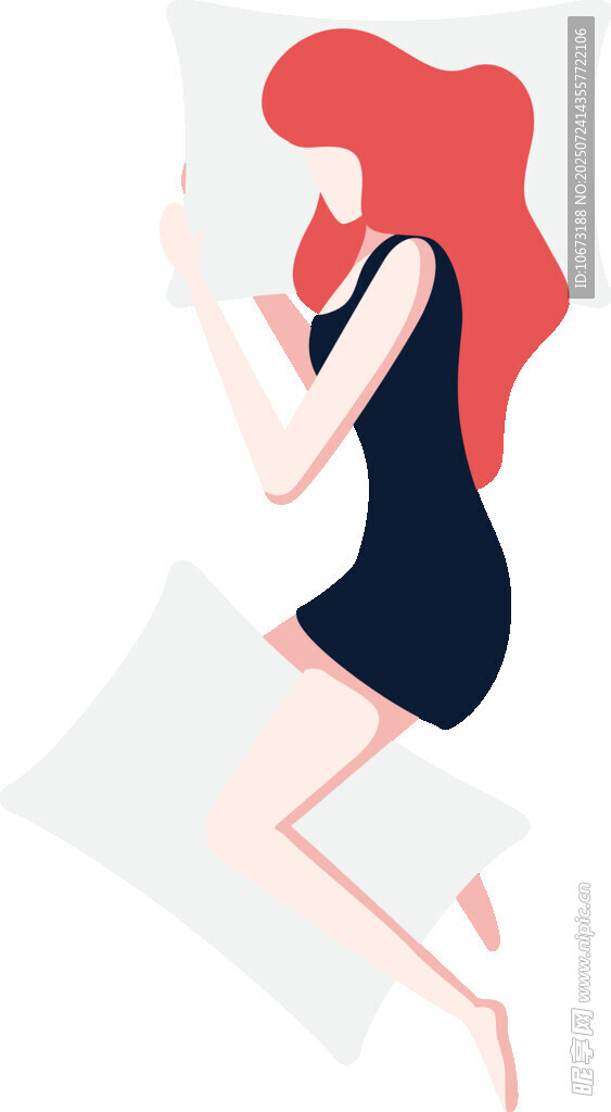 红发女子躺卧玩手机画面