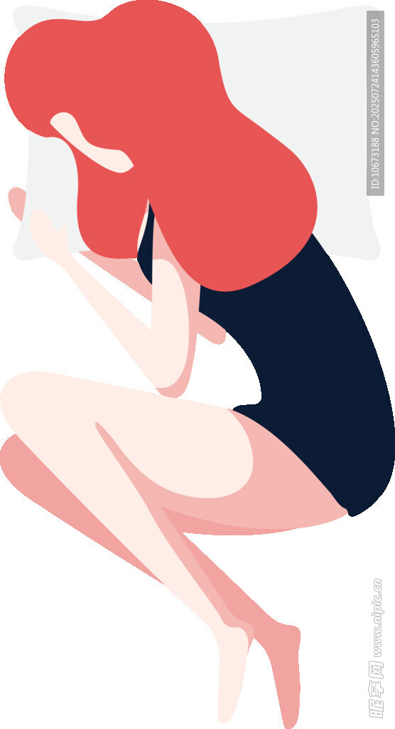 红发女子专注看手机