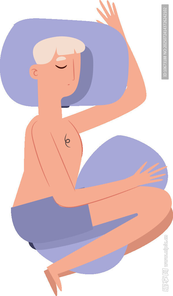 放松的裸上身男子坐姿图