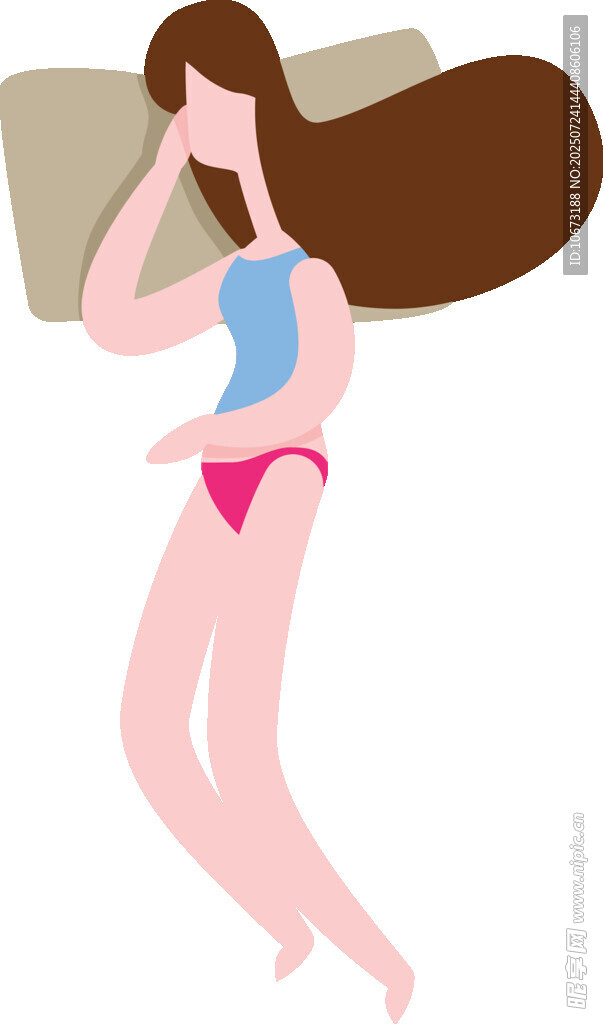 侧卧的泳装女性