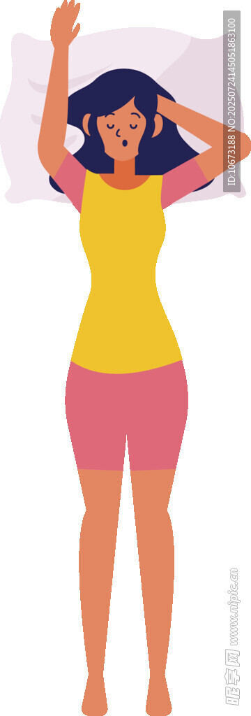 女子惬意伸展放松身姿