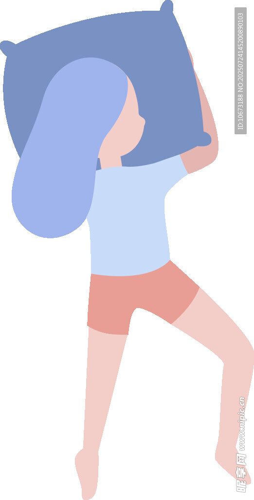 女孩舒适侧卧枕上