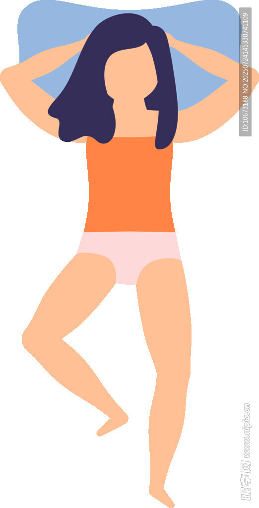 女子惬意躺卧放松姿态