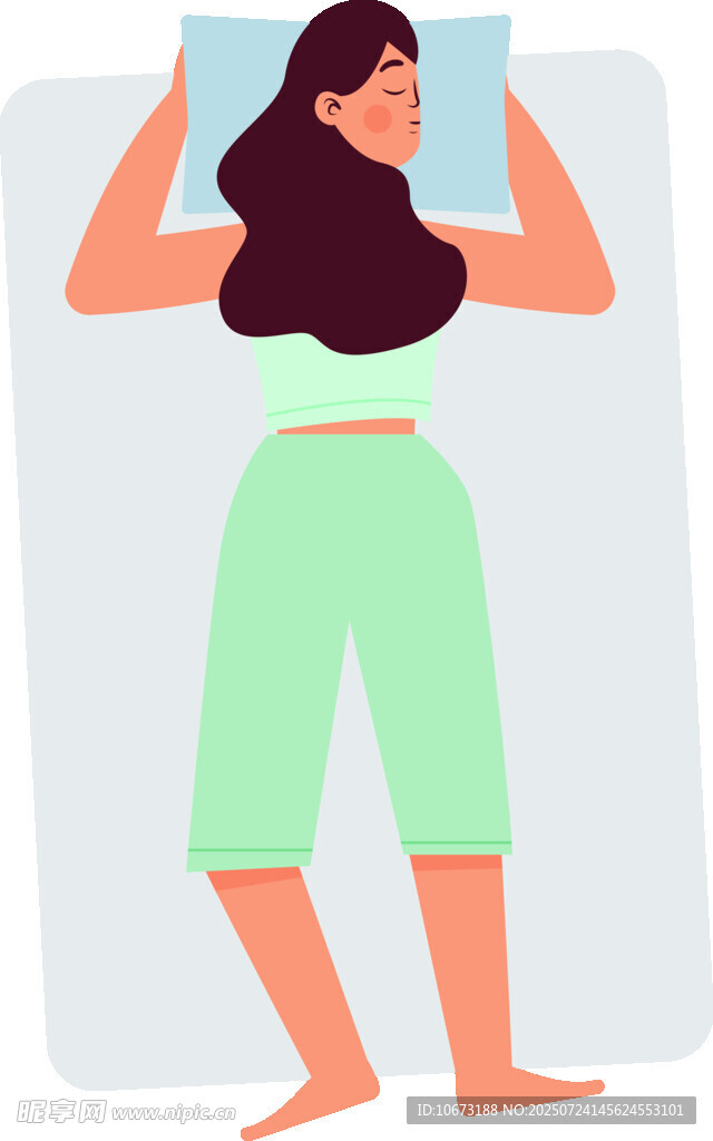 女子惬意平躺放松姿态