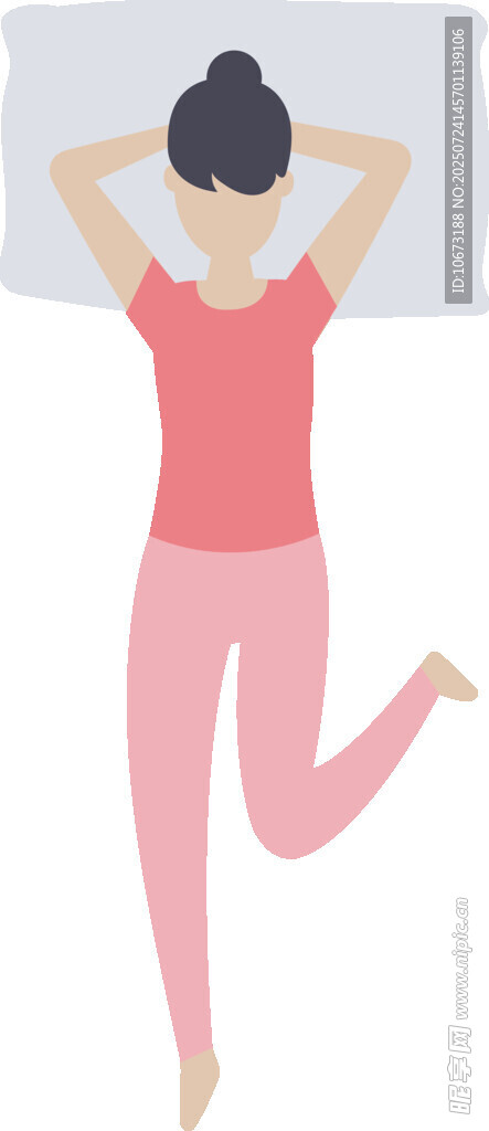 女子惬意平躺放松姿态