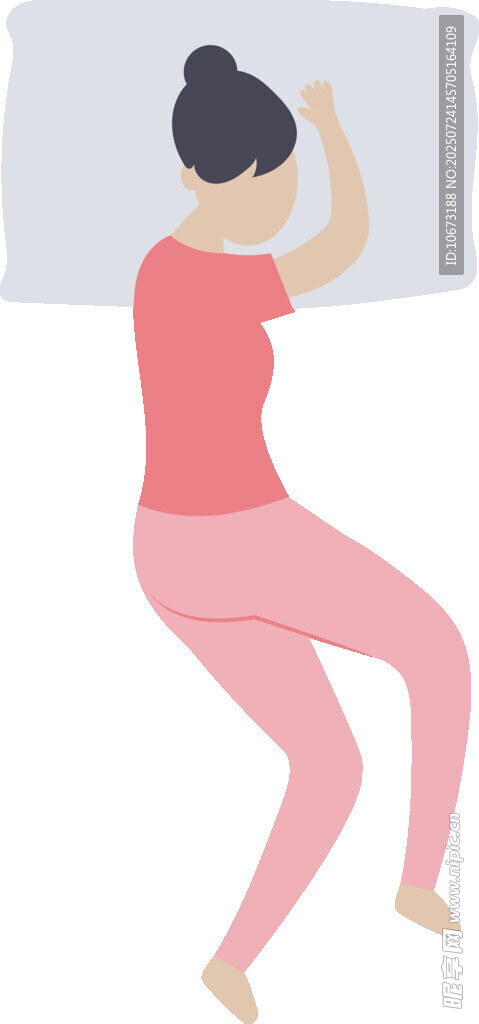 女子舒适侧卧床上入眠