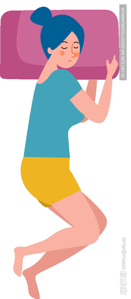 女子舒适侧卧享受睡眠
