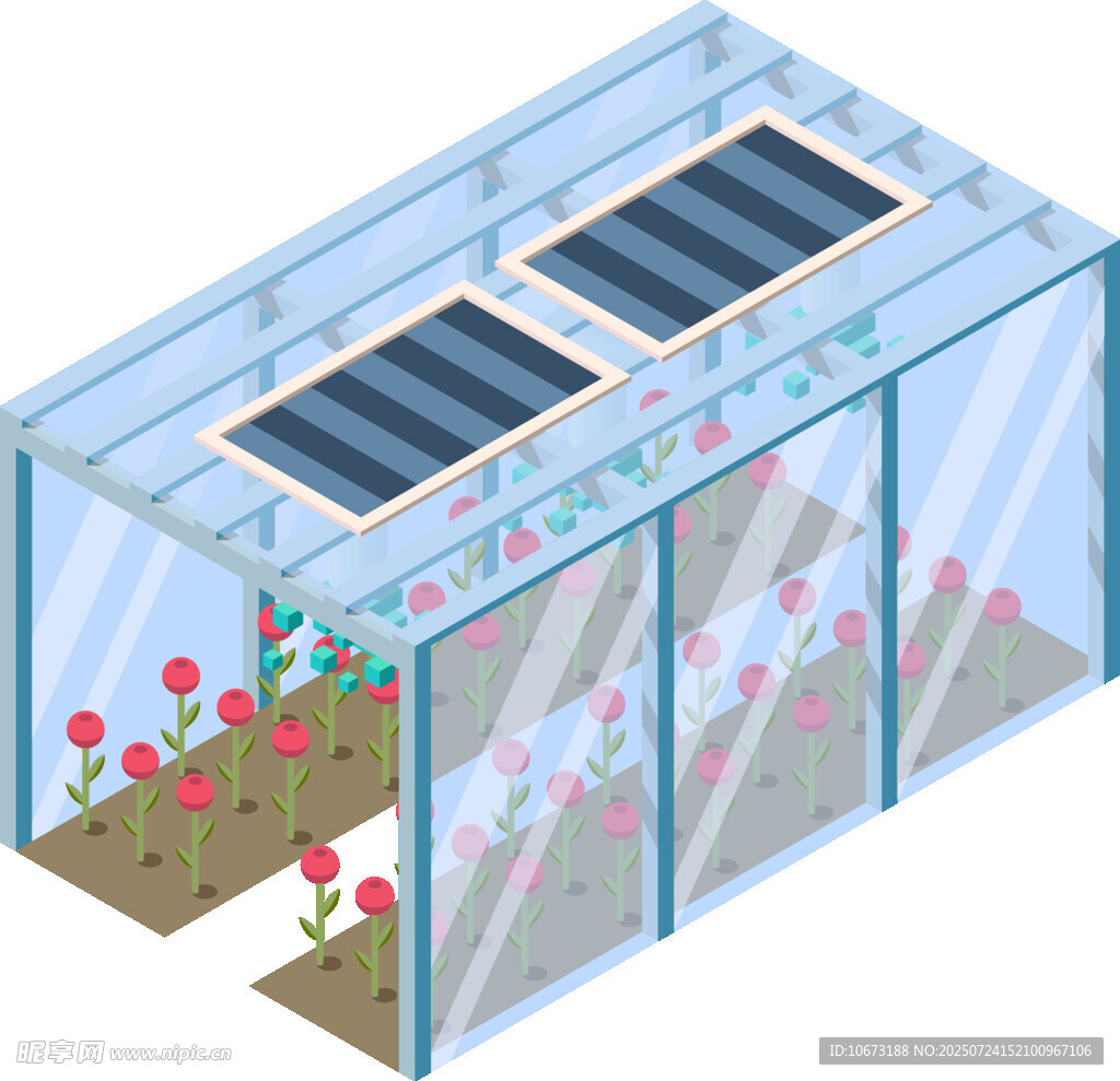 现代化透明温室花卉种植