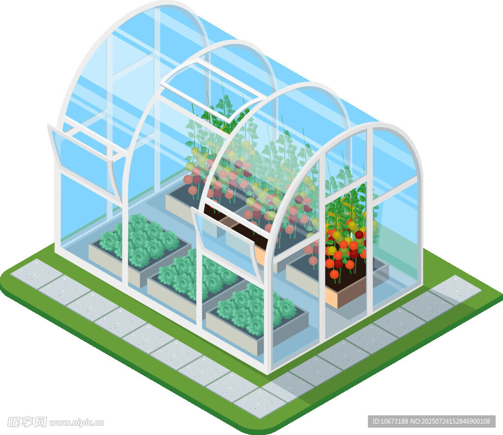 透明温室模型展示植物种植
