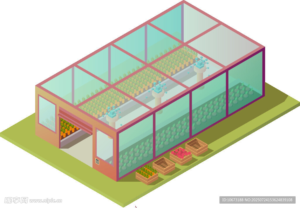 现代化透明温室建筑模型