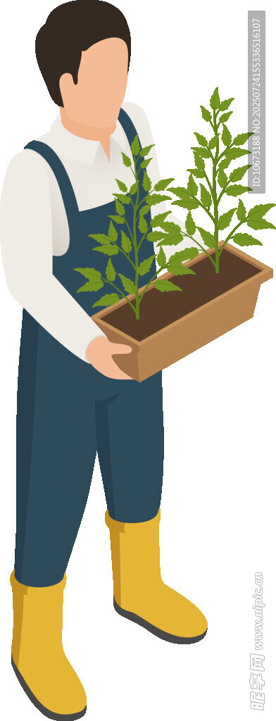 男子手持盆栽准备种植